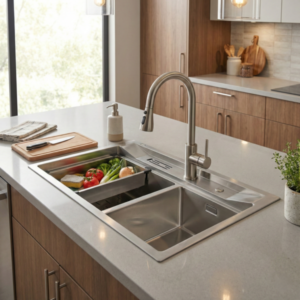 Chậu rửa bát 2 ngăn inox 304 cao cấp Saphias SC8248