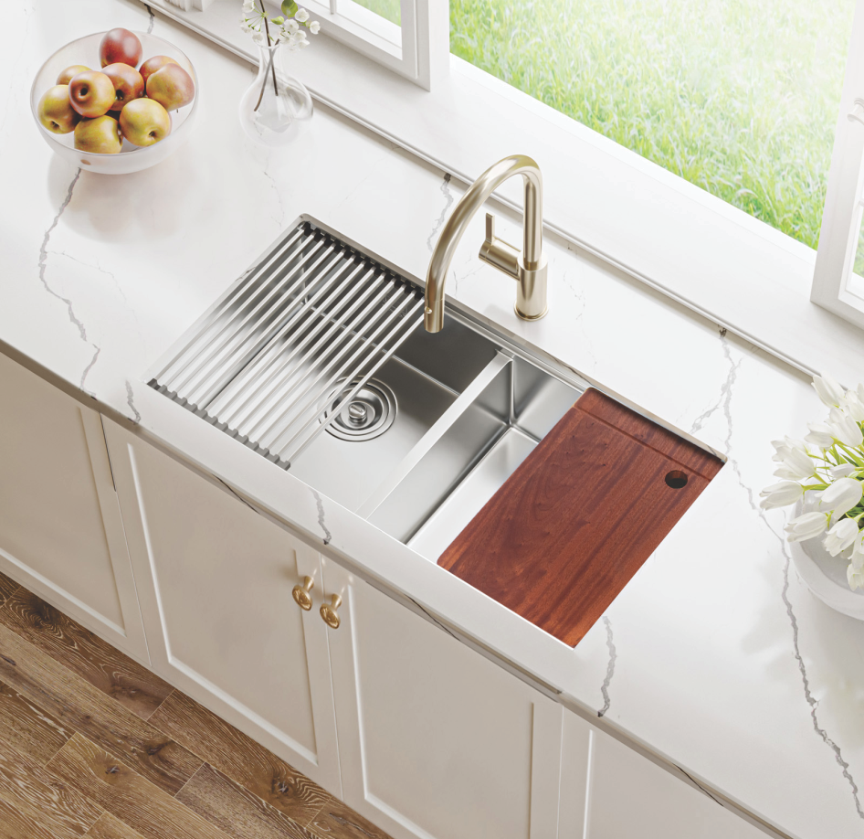 Chậu rửa bát 2 ngăn inox 304 lắp âm cao cấp Saphias SC8245