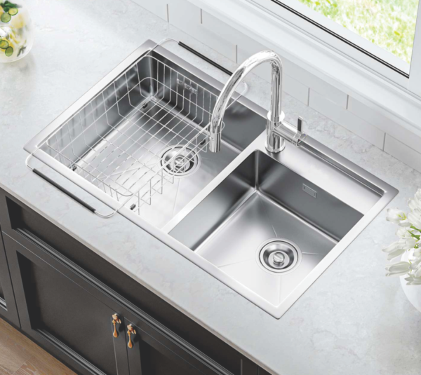 Chậu rửa bát 2 ngăn inox 304 cao cấp Saphias SC8247