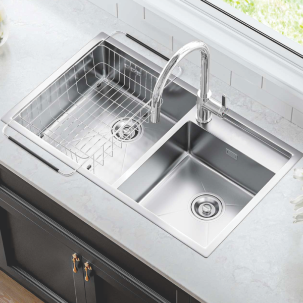 Chậu rửa bát 2 ngăn inox 304 cao cấp Saphias SC8247